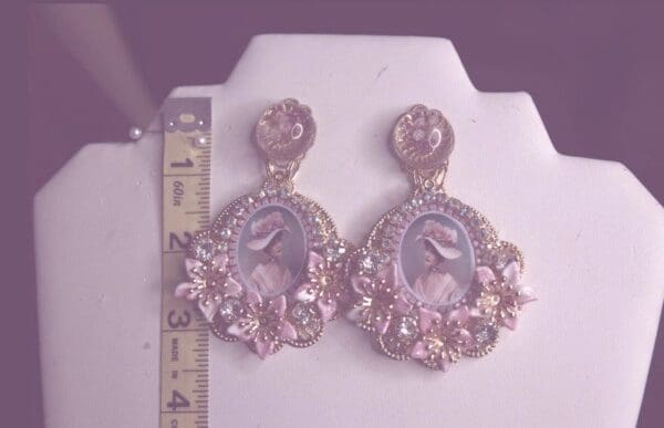 SOLD! 9303 Audrey Hepburn Pink Hat Studs Earrings - Image 4