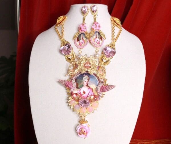 SOLD! 9309 Marie Antoinette Light Pink Massive Necklace Versailles Style - Image 3