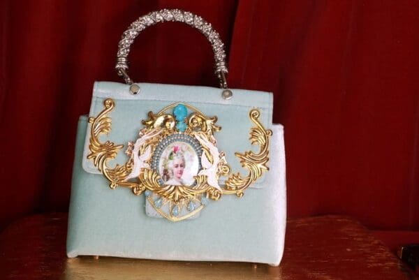 SOLD! 9314 Victorian Velvet Marie Antoinette Embellished Handbag - Image 3