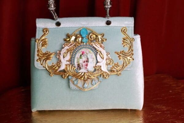 SOLD! 9314 Victorian Velvet Marie Antoinette Embellished Handbag - Image 2