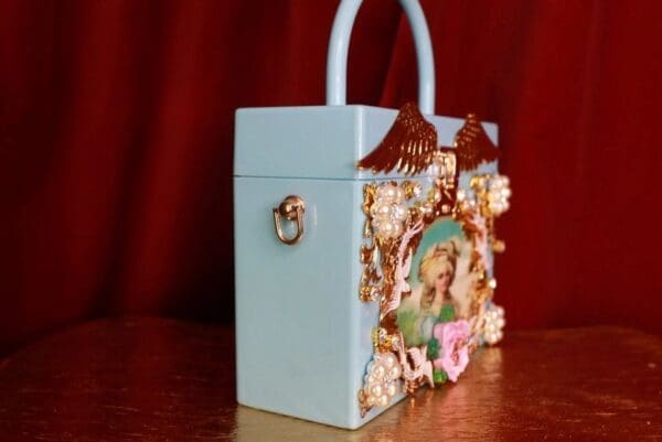SOLD! 9315 Victorian Box Marie Antoinette Embellished Handbag - Image 2