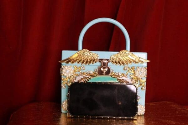 SOLD! 9315 Victorian Box Marie Antoinette Embellished Handbag - Image 6
