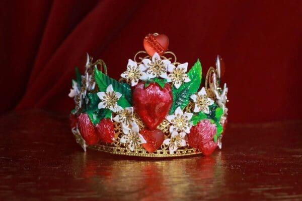 SOLD! 9316 Vivid Strawberries Baroque Headband Crown - Image 2