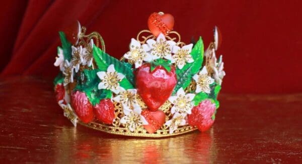 SOLD! 9316 Vivid Strawberries Baroque Headband Crown - Image 5