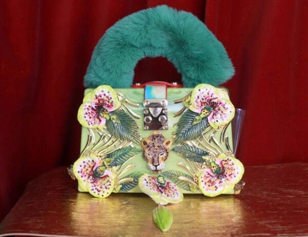 SOLD! 9319 Baroque Boutique Style Leopard Orchids Embellished Handbag - Image 2