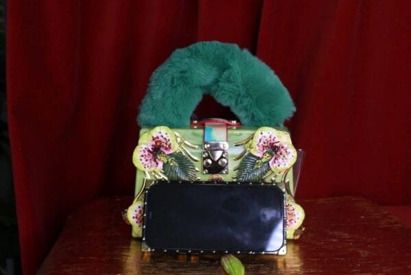 SOLD! 9319 Baroque Boutique Style Leopard Orchids Embellished Handbag - Image 10