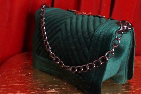 SOLD! 9321 Baroque Velvet Virgin Mary Embellished Handbag - Image 5