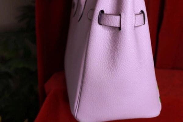 SOLD! 9323 Baroque GENUINE LEATHER Hand Painted Lavender Handbag - Image 9