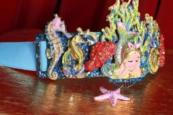 SOLD! 9326 Nautical Mermaid Coral Embellished Waist Gold Belt Size S, L, M - Image 3