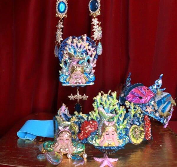 SOLD! 8371 Little Mermaid Fish Hand Painted Massive Brooch - Image 7