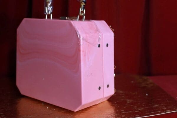 SOLD! 9333 Pink Victorian Box Marie Antoinette Embellished Handbag - Image 6