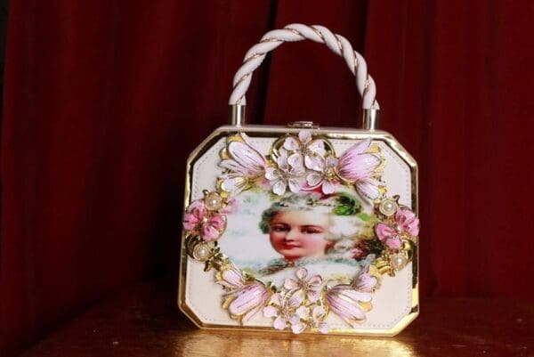 SOLD! 9334 Pink Victorian Box Marie Antoinette Embellished Handbag - Image 2
