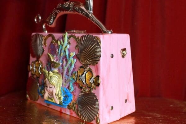 SOLD! 9336 Baroque Boutique Style Mermaid Seahorses Nautical Embellished Handbag - Image 5