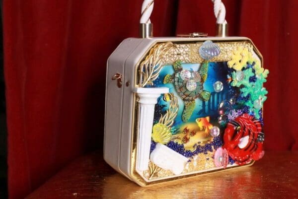 SOLD! 9336 Baroque Boutique Style Aquarium Nautical Embellished Handbag - Image 2