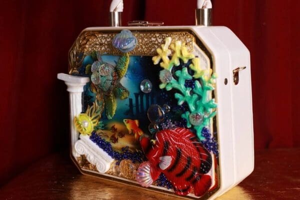 SOLD! 9336 Baroque Boutique Style Aquarium Nautical Embellished Handbag - Image 4