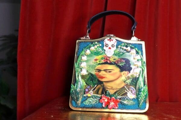 SOLD! 9338 Frida Kahlo Lily Of The Valley Embellished Handbag - Image 2
