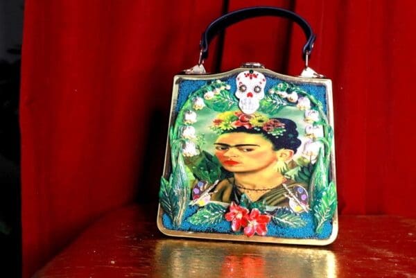 SOLD! 9338 Frida Kahlo Lily Of The Valley Embellished Handbag - Image 3