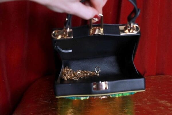 SOLD! 9338 Frida Kahlo Lily Of The Valley Embellished Handbag - Image 8