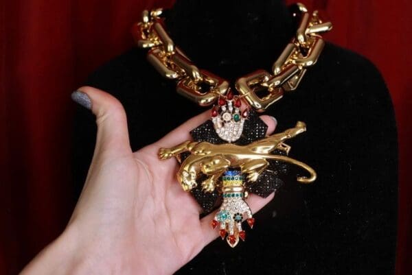 SOLD! 9353 Baroque Chained Leopard Massive Necklace - Image 3