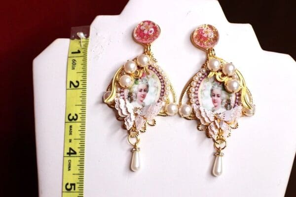 SOLD! 9346 Marie Antoinette Roses Studs Pearl Earrings - Image 4