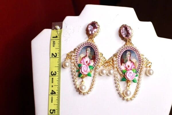 SOLD! 9347 Marie Antoinette Pink Studs Pearl Earrings - Image 5