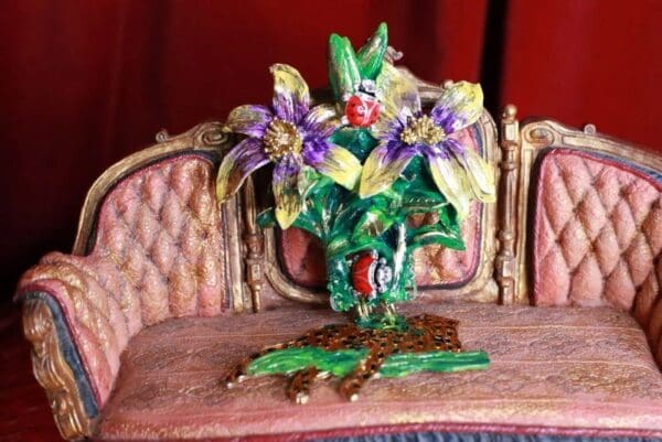 SOLD! 9350 Brooch Pin Enamel Flower Leopard - Image 6