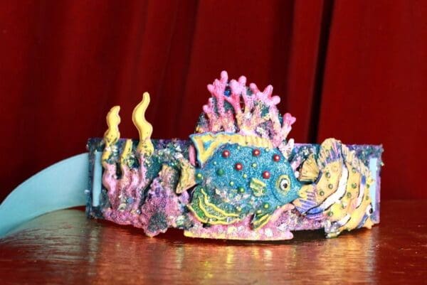 SOLD! 9351 Nautical Fish Coral Embellished Waist Gold Belt Size S, L, M - Image 6