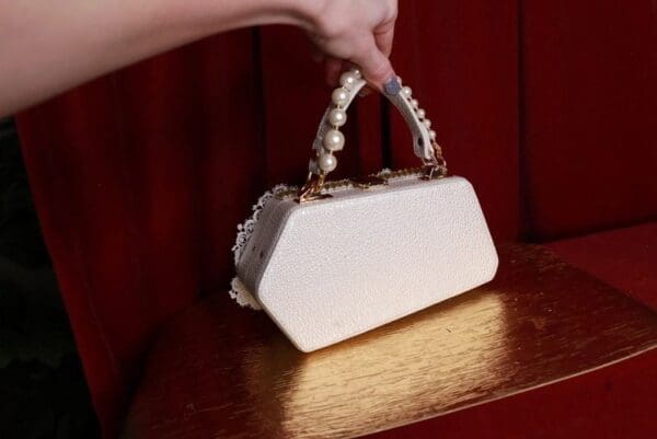 SOLD! 9362 Victorian PU Leather Marie Antoinette Embellished Handbag - Image 9