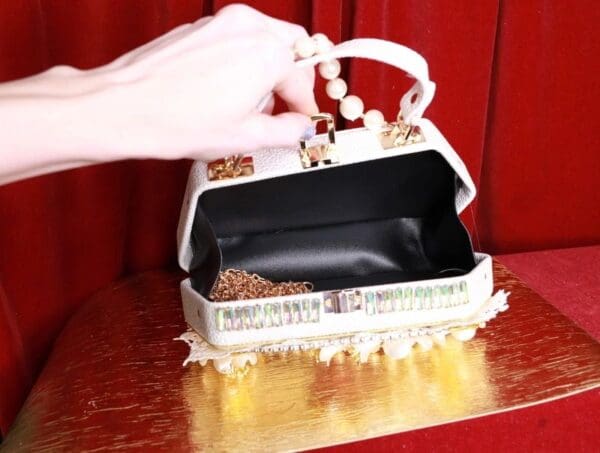 SOLD! 9362 Victorian PU Leather Marie Antoinette Embellished Handbag - Image 10