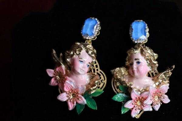 SOLD! 9369 Baroque Chubby cherubs Angels Massive Earrings - Image 2