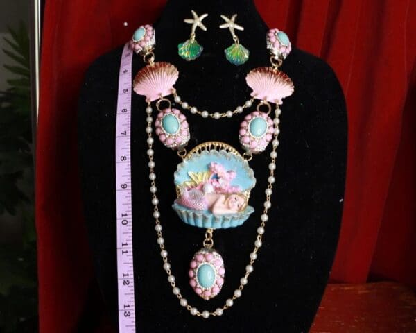 SOLD! 9387 Set Of Nautical Little Mermaid Necklace+ Earrings - Image 3