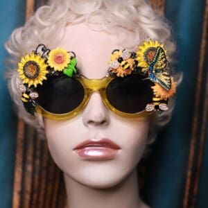48 Sunflower Embellished Yellow Sunglasses