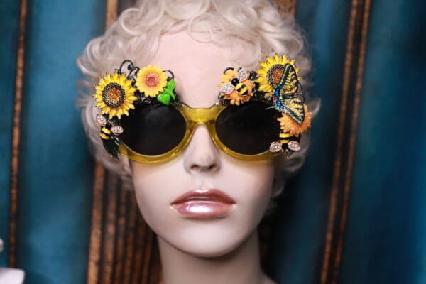 48 Sunflower Embellished Yellow Sunglasses