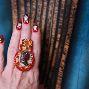 132 Carved Vintage Victorian Style Cocktail Ring