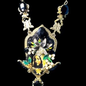 SOLD! 68 Virgin Mary Black Cameo Statement Necklace