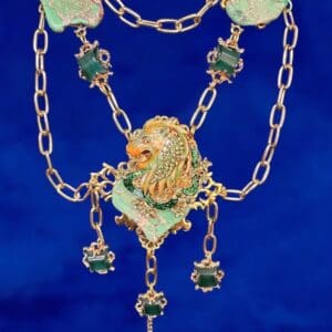 45 Genuine Turquoise Lion Massive Necklace