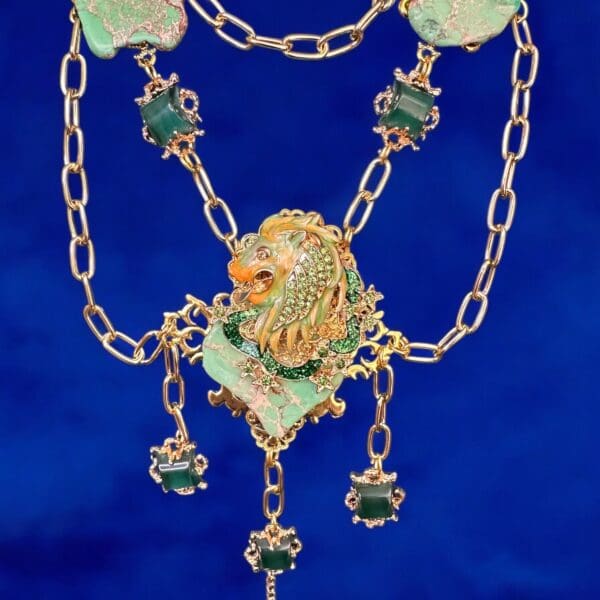 45 Genuine Turquoise Lion Massive Necklace