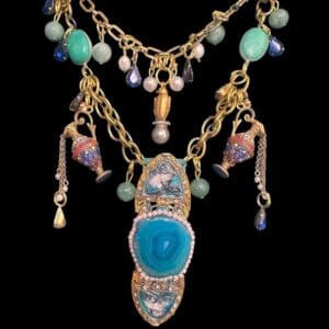 SOLD! 81 Genuine Agate Vintage Style Carved Cameos Necklace