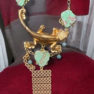 103 Art Jewelry Baroque Lizard Unusual Massive Necklace