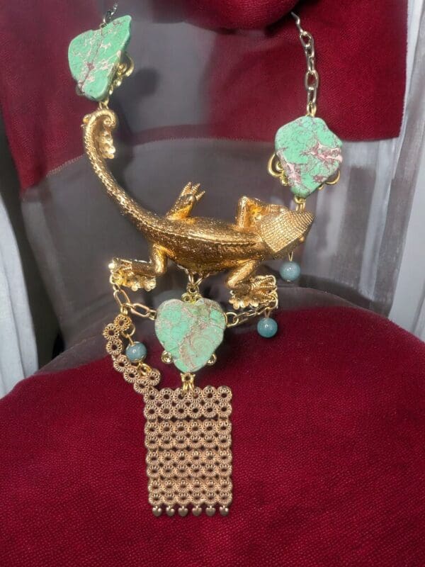 103 Art Jewelry Baroque Lizard Unusual Massive Necklace