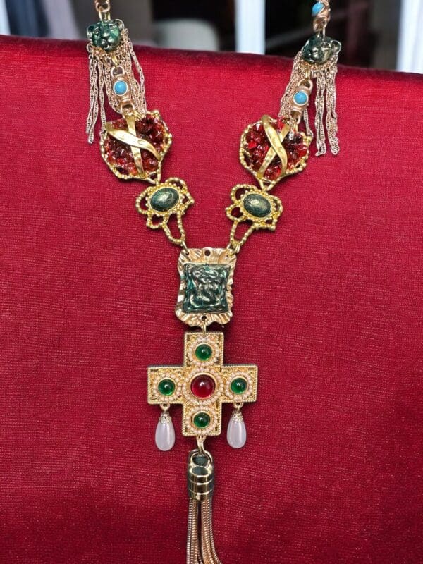 SOLD! 97 Baroque Vintage Style Cross Long Necklace
