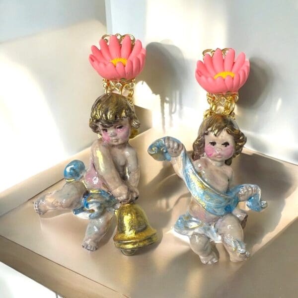 53 Baroque Realistic Cherubs Flower Earrings Studs
