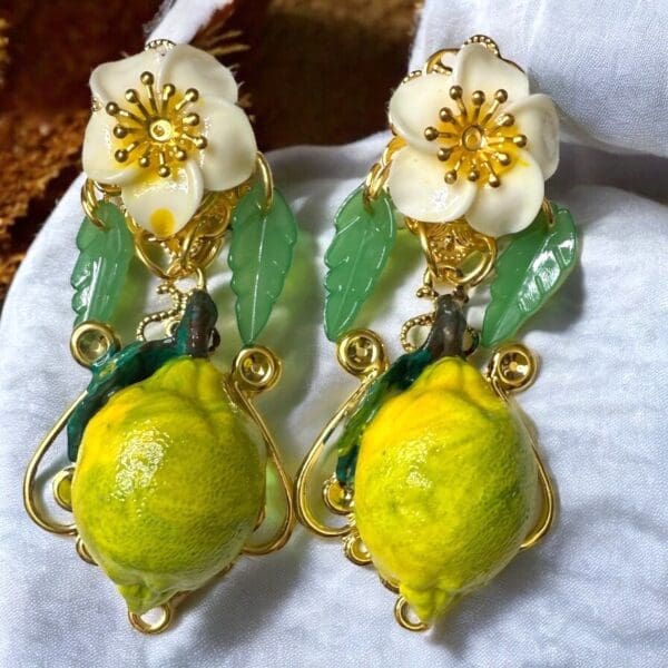 58 Sicilian Realistic Lemon Fruit Earrings