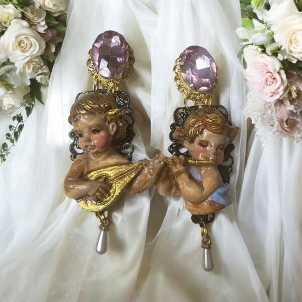 SOLD! 110 Baroque Musical Cherubs Earrings