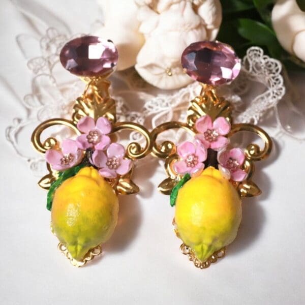 SOLD! 107 Baroque Realistic Lemon Massive Earrings