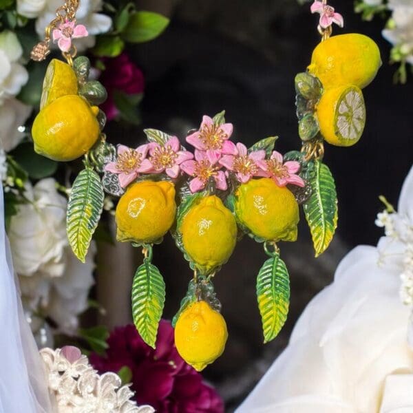 SOLD! 106 Sicilian Realistic Lemons Massive Necklace