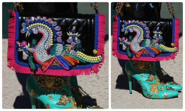 A chair with a colorful design on it