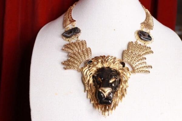 SOLD! 9425 Baroque Metal Lion Massive Necklace - Image 2