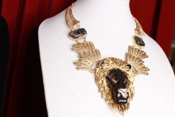 SOLD! 9425 Baroque Metal Lion Massive Necklace - Image 3