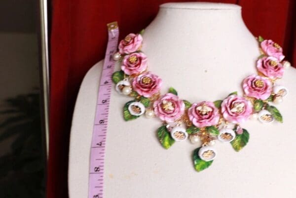 SOLD! 9427 Baroque Vivid Bee Roses Massive Necklace - Image 3
